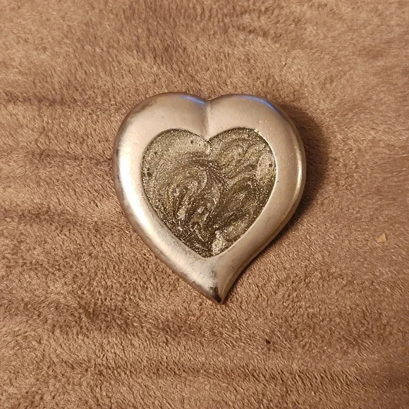 Vintage Heart Shape Silver Brooch Pin - Picture 1 of 2